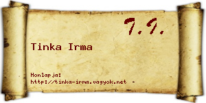 Tinka Irma névjegykártya